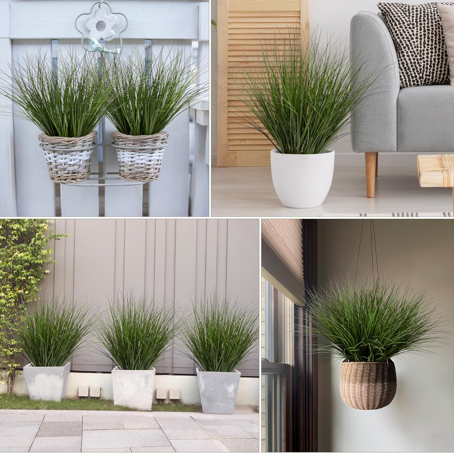 17.3" Fake Plants Artificial Wheat Grass Greenery Plastic Plants Fake Grass / Short / Set of 8