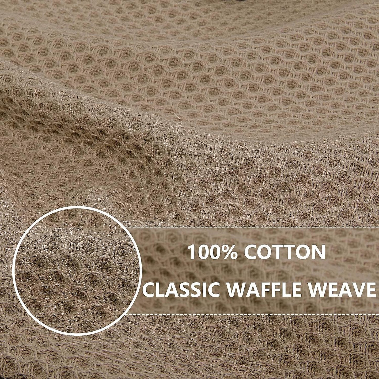 Homaxy 100% Cotton Waffle Weave Kitchen Dish Towels 6-Pack, Tan | 13 x 28 Inches, Ultra Soft Absorbent Dish Towels