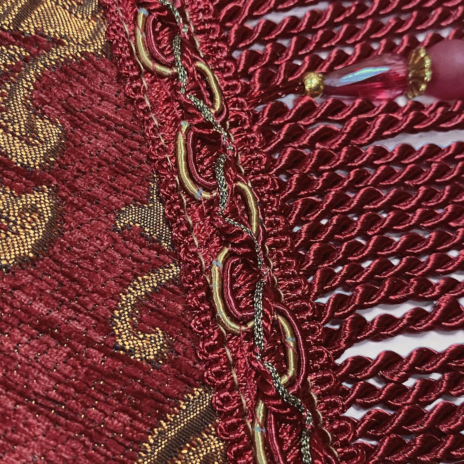 Loom and Mill Luxury Vintage Chenille Table Runner 120 Inches Long, Red | Damask Jacquard Table Runners with