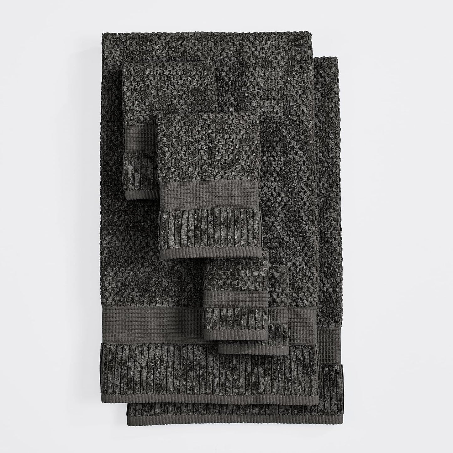 NY Loft 100% Cotton 6-Piece Bath Towel Set | Dark Grey | Quick-Dry | 30" x 52" Bath Towels | 16" x 28" Hand Towels