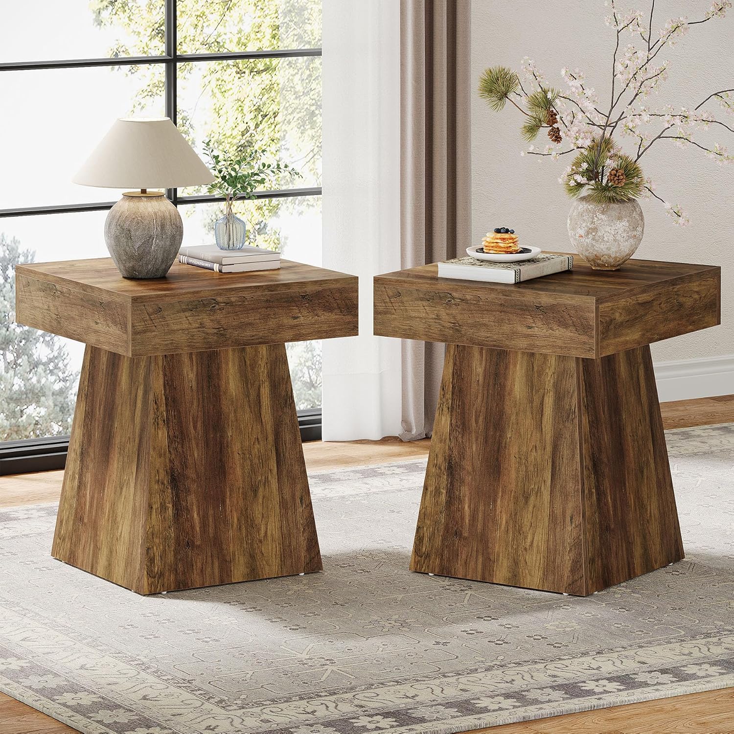 Rustic Square Side Table / Brown