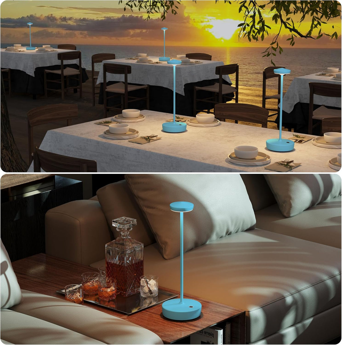 TBBGA Cordless Table Lamp Rechargeable 2 Pack, 5000mAh Battery Table Light | LED, 3 Color Temperatures, Stepless