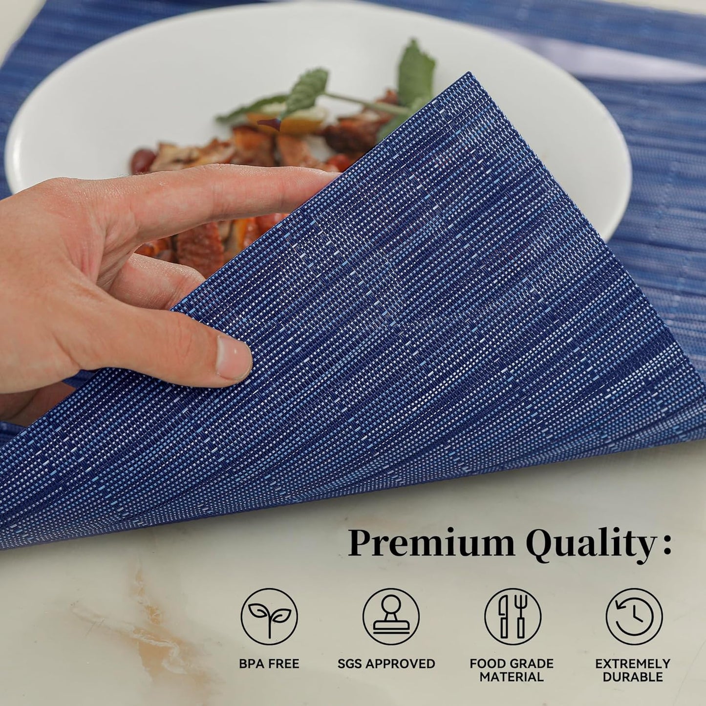Washable Durable PVC Vinyl / E1- Blue / Set of 6
