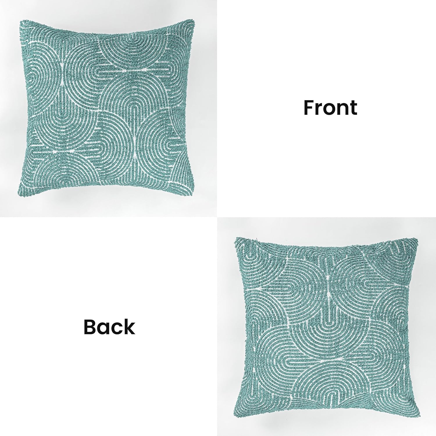 Boho Decorative Textured Throw Pillow Covers / Jade Green / 20 x 20 / Set of 2