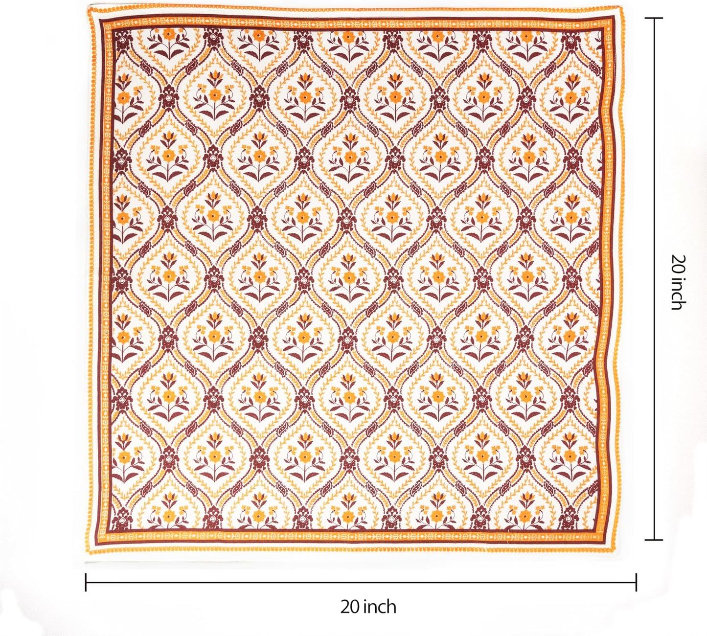 FINGERCRAFT Cloth Napkins Set of 12 Cotton Linen, 20x20 in, Damask Orange | Mitered corner, washable, soft, absorbent