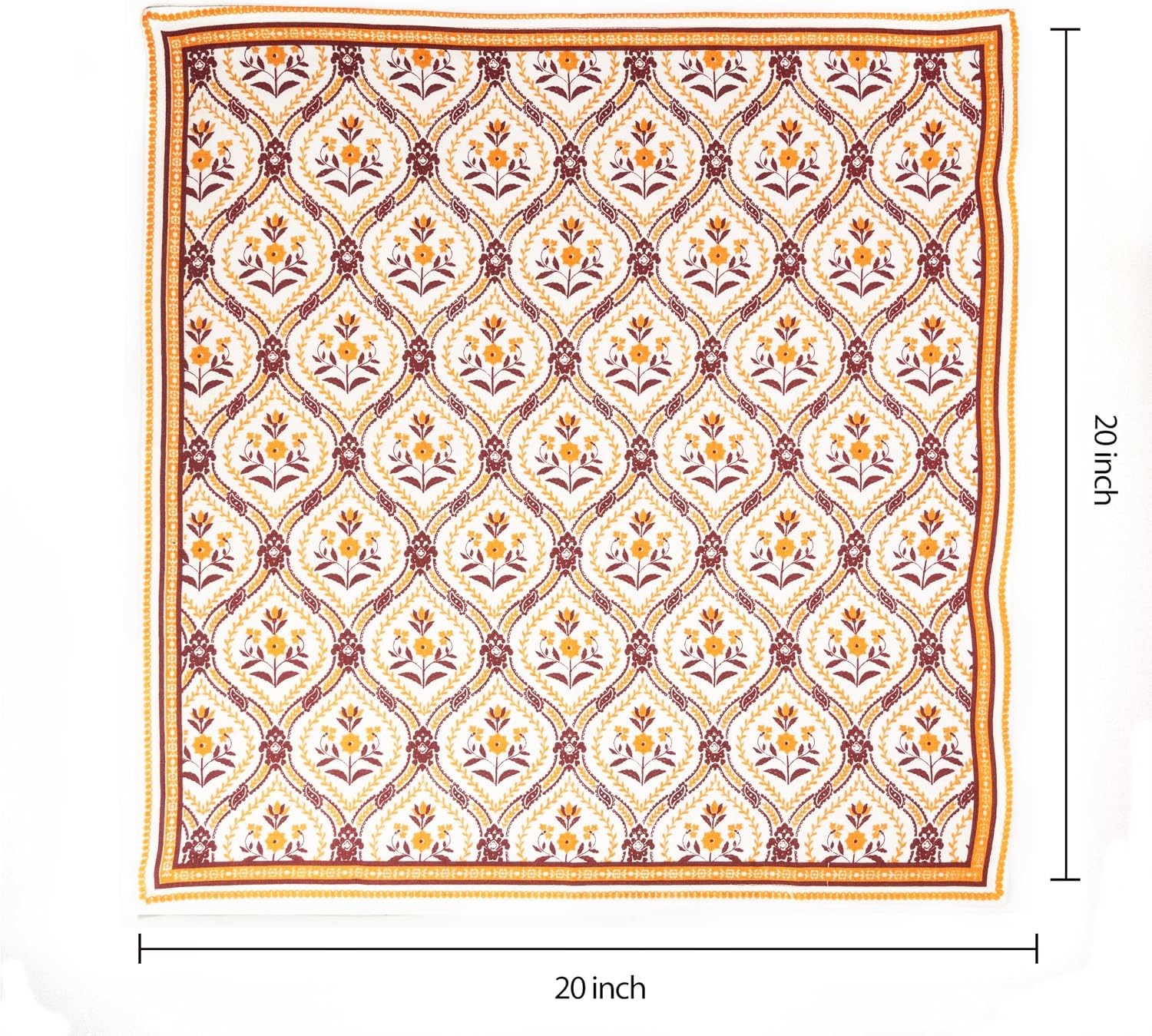 FINGERCRAFT Cloth Napkins Set of 12 Cotton Linen, 20x20 in, Damask Orange | Mitered corner, washable, soft, absorbent