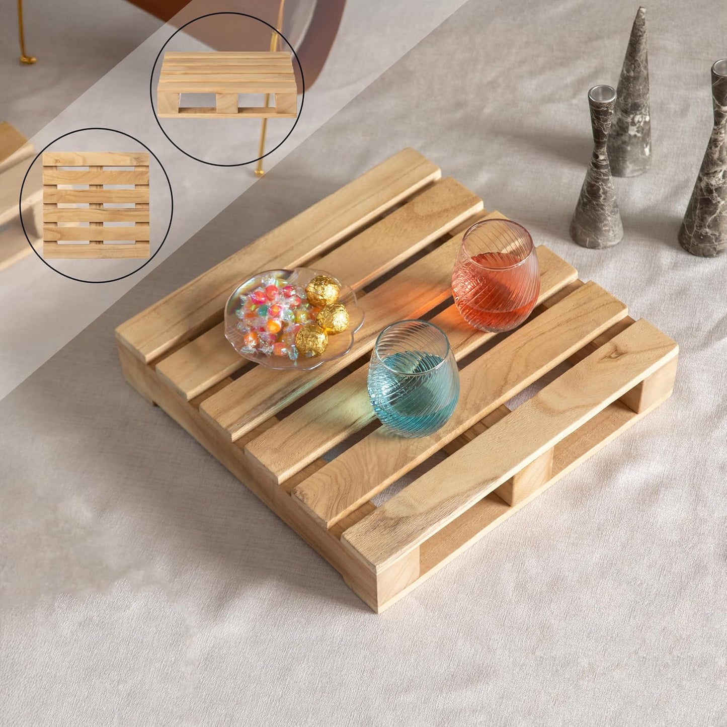 15- Rustic Wooden Pallet Display Stand Wood Riser / Natural / Set of 15