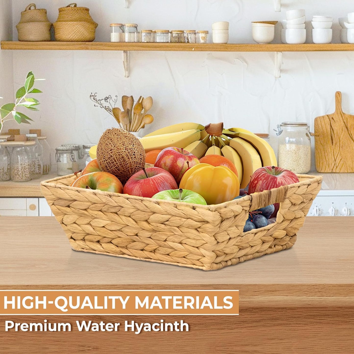 Water Hyacinth Wicker Storage Baskets / Natural 6 Packs / Medium / Set of 6