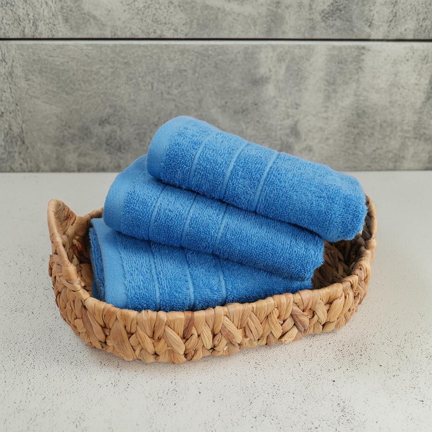 6 Piece Hand Towels Set 16 x 28 Inches, Blue | 100% Cotton, Lighter Weight, Quick to Dry, 16 x 28 Inches, Super Soft &
