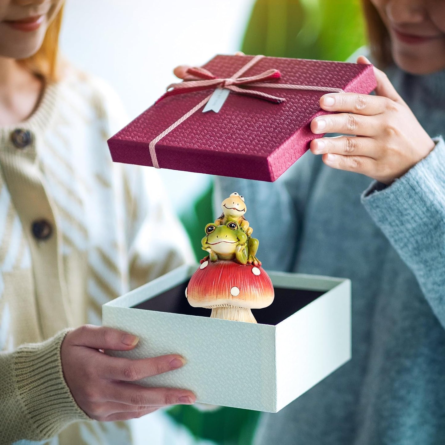 Frog Statue&Mushroom Figurines / Green