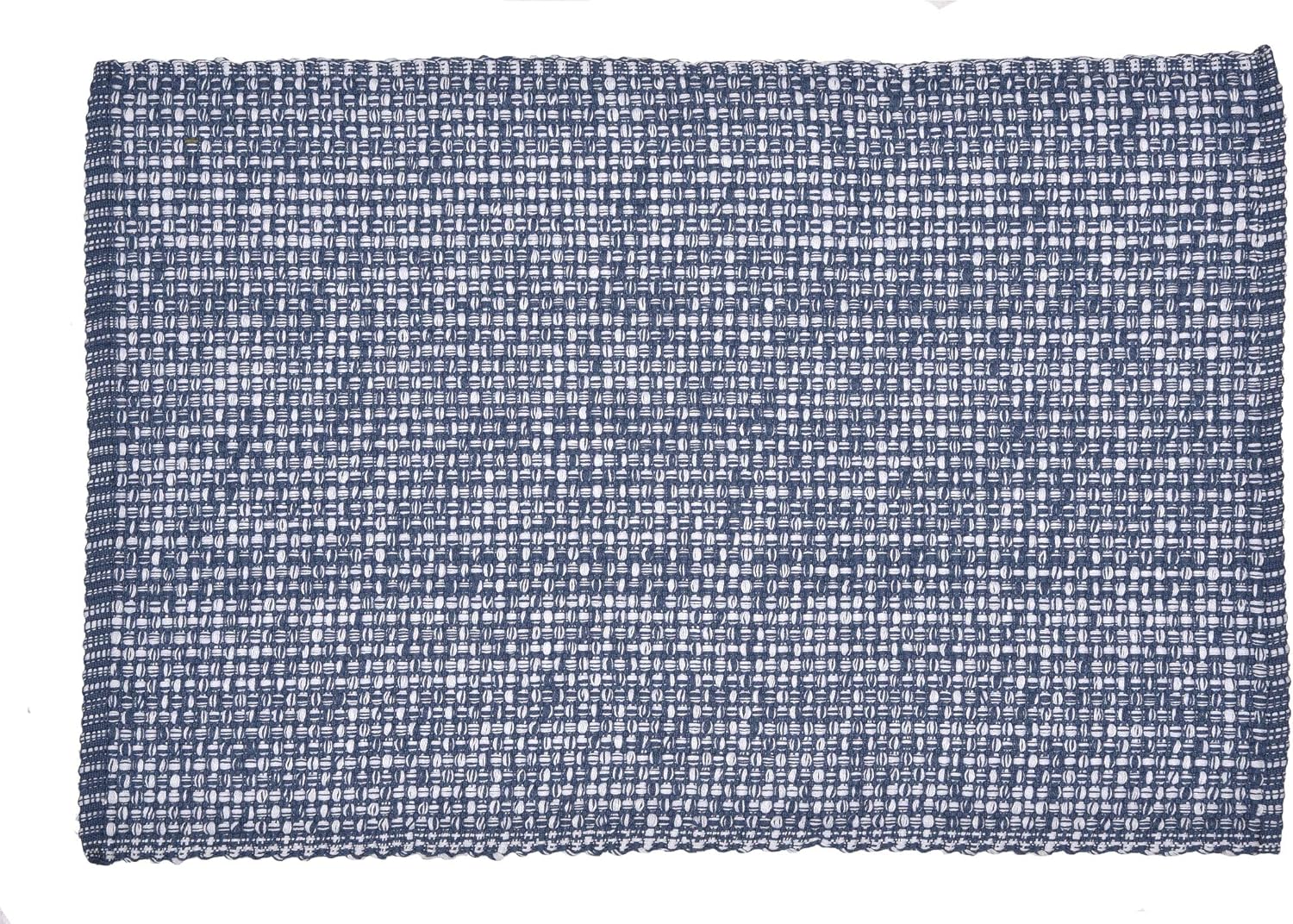 Urban Villa Two Tone Placemat Cotton Tablemat 14x20 (Set of 6) Blue White