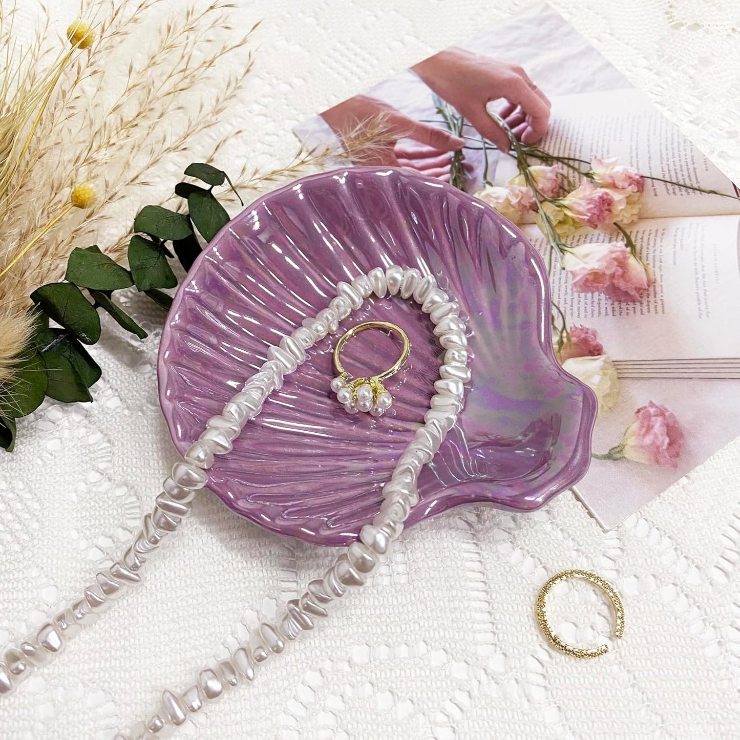 Seashell Jewelry Dish Tray / Purple