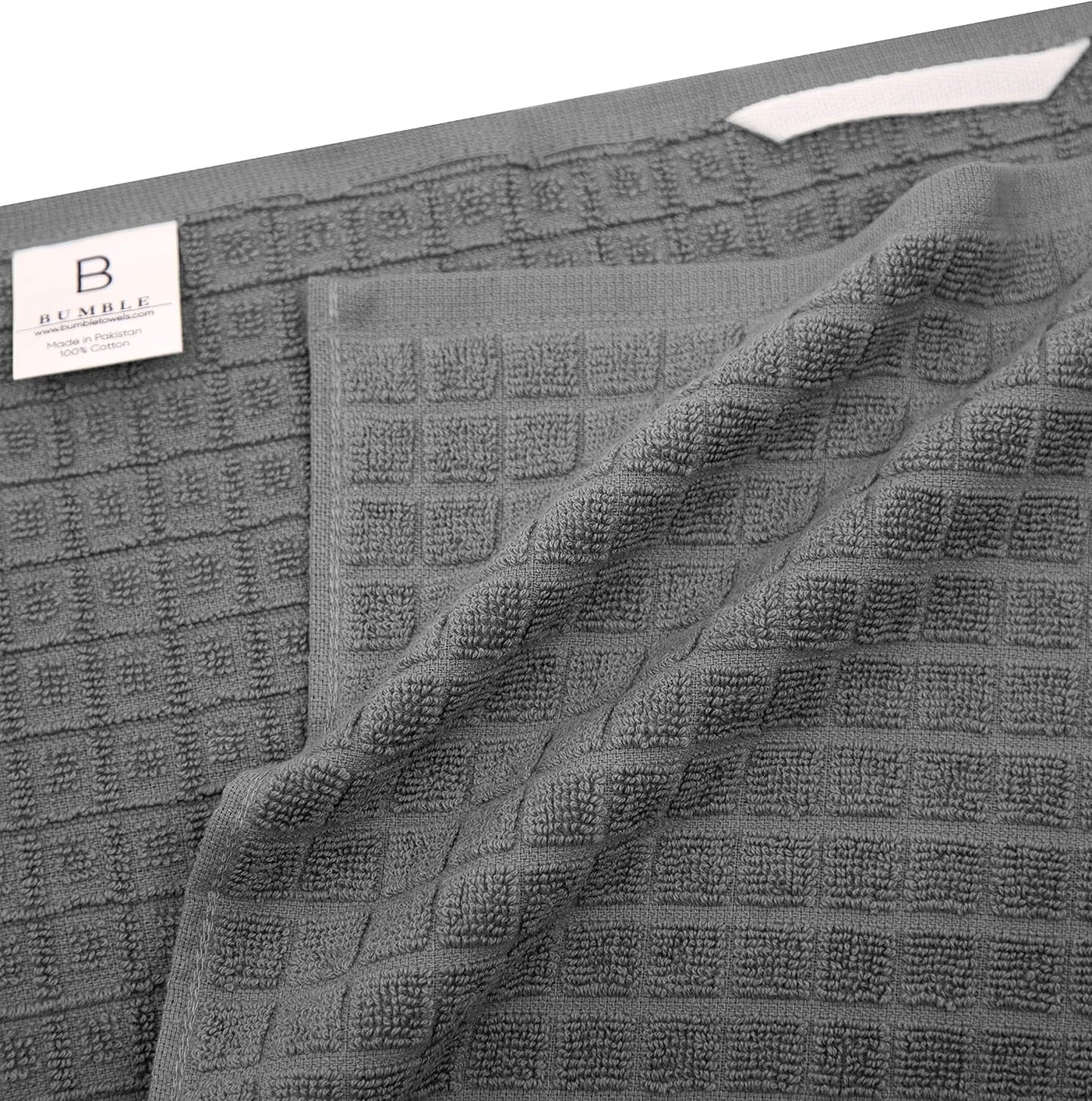 Premium Kitchen Towels 6 Pack 100% Cotton, 20"x28" Dish Towels - Grey Check | Large Flat & Terry Kitchen Linen Set with