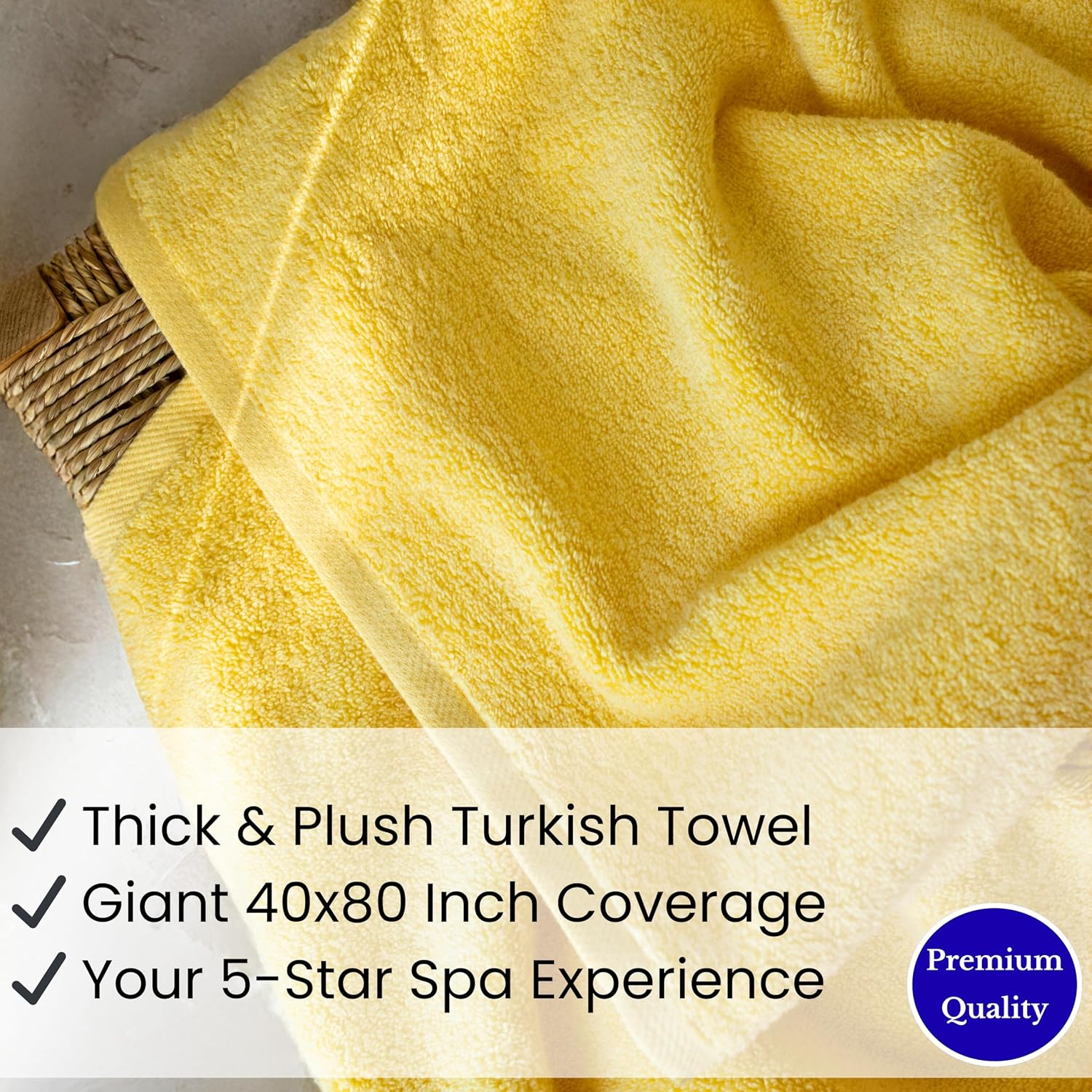 SALBAKOS Luxury 100% Turkish Cotton Bath Sheet 40x80 in (1-Piece, Yellow) | Extra Large Jumbo Oversized Bathroom and
