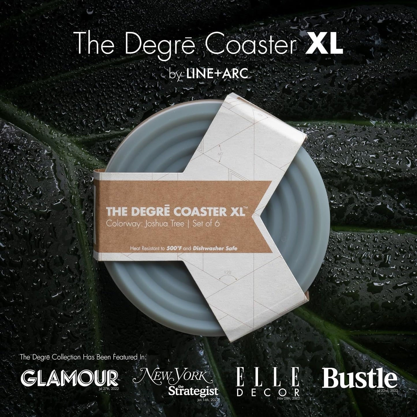 Extra Thick Silicone Coasters Waterproof Anti-Stain Heat-Safe / Joshua Tree / Set of 6