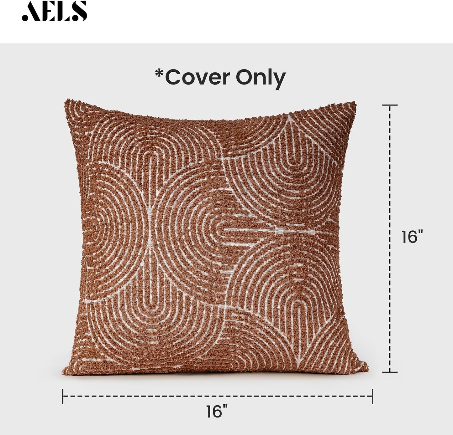 Boho Decorative Textured Throw Pillow Covers / Burnt Orange / 16 x 16 / Set of 2