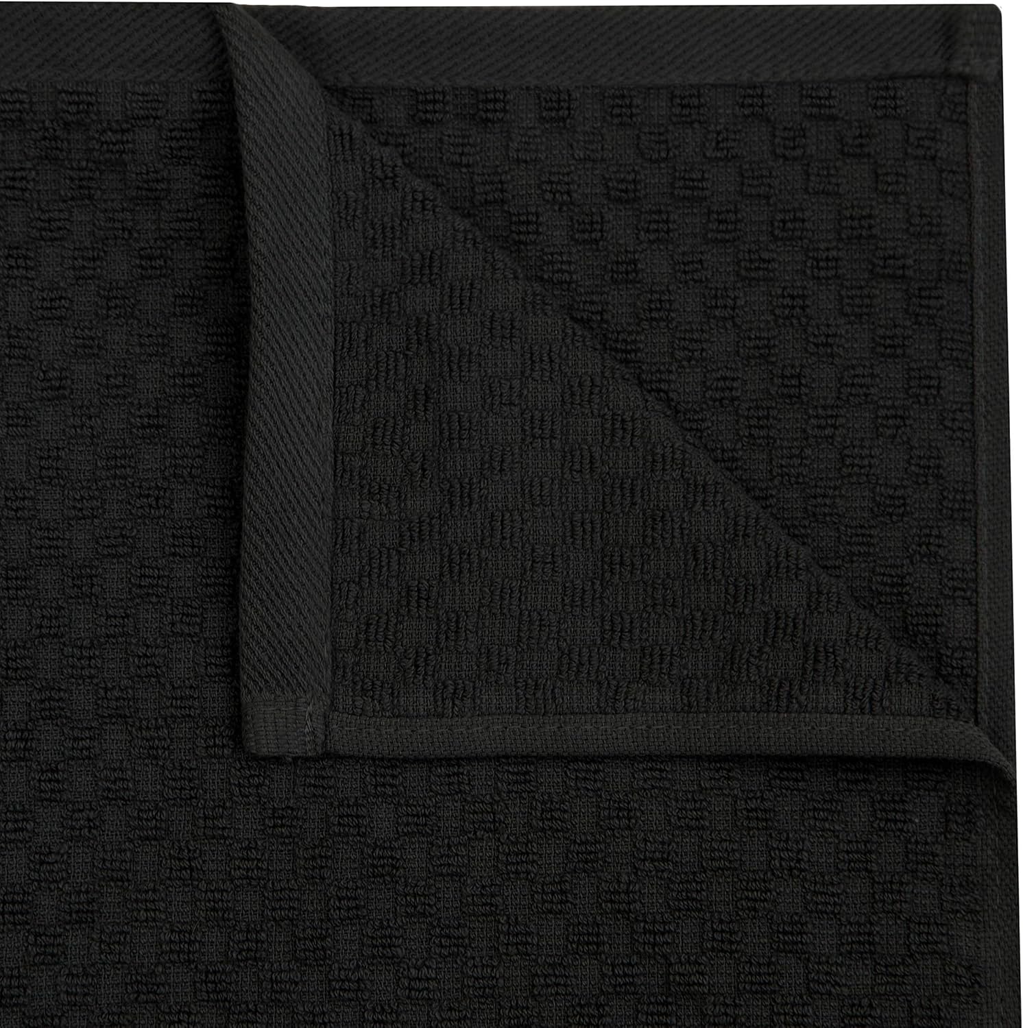 COTTON CRAFT Amazing Kitchen Towel - 12 Pack 100% Cotton Waffle Terry Towel | Black - 16x28 inch Euro Café Waffle Weave