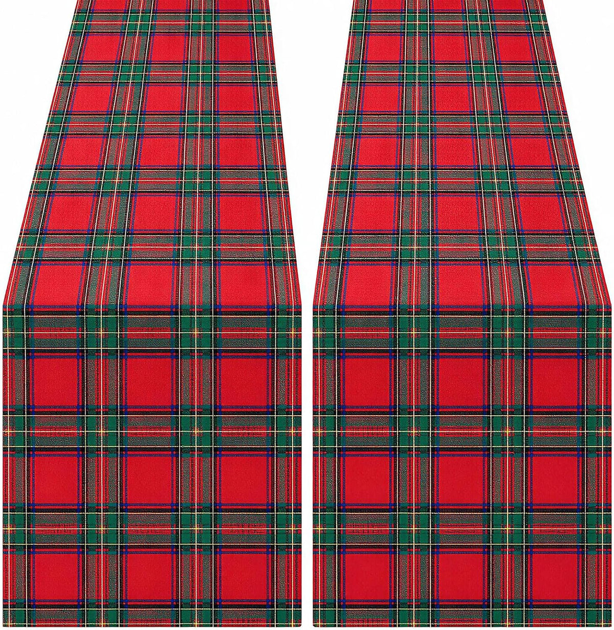 Artoid Mode Holly Balls Ornament Buffalo Plaid Merry Christmas Round Placemats Set of 4, 14 Inch Winter Round Table Mats for Dining Decoration