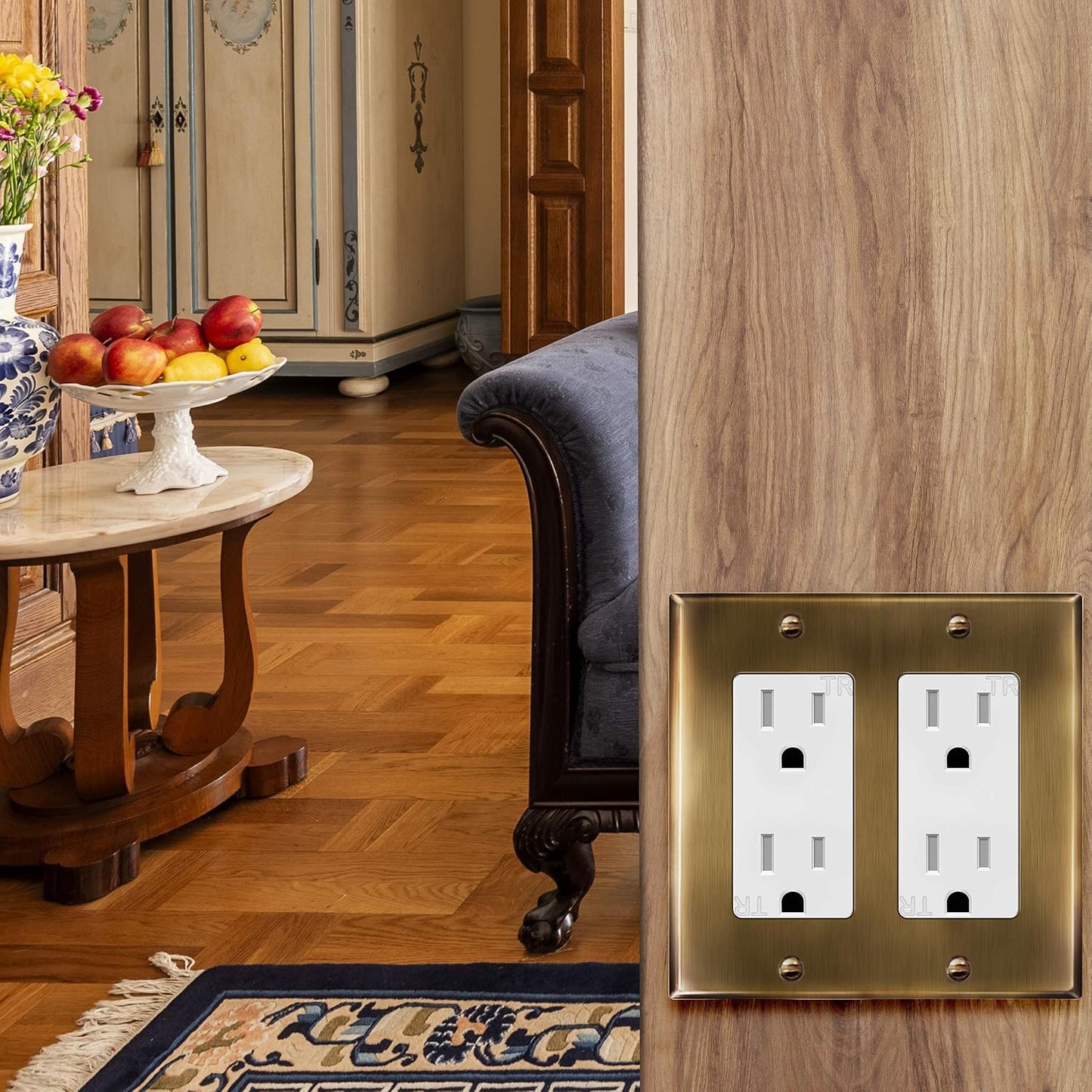 ENERLITES Double Decorator Switch or Receptacle Metal Cover Plate, Corrosion Resistant, Standard Size 2-Gang 4.50" x
