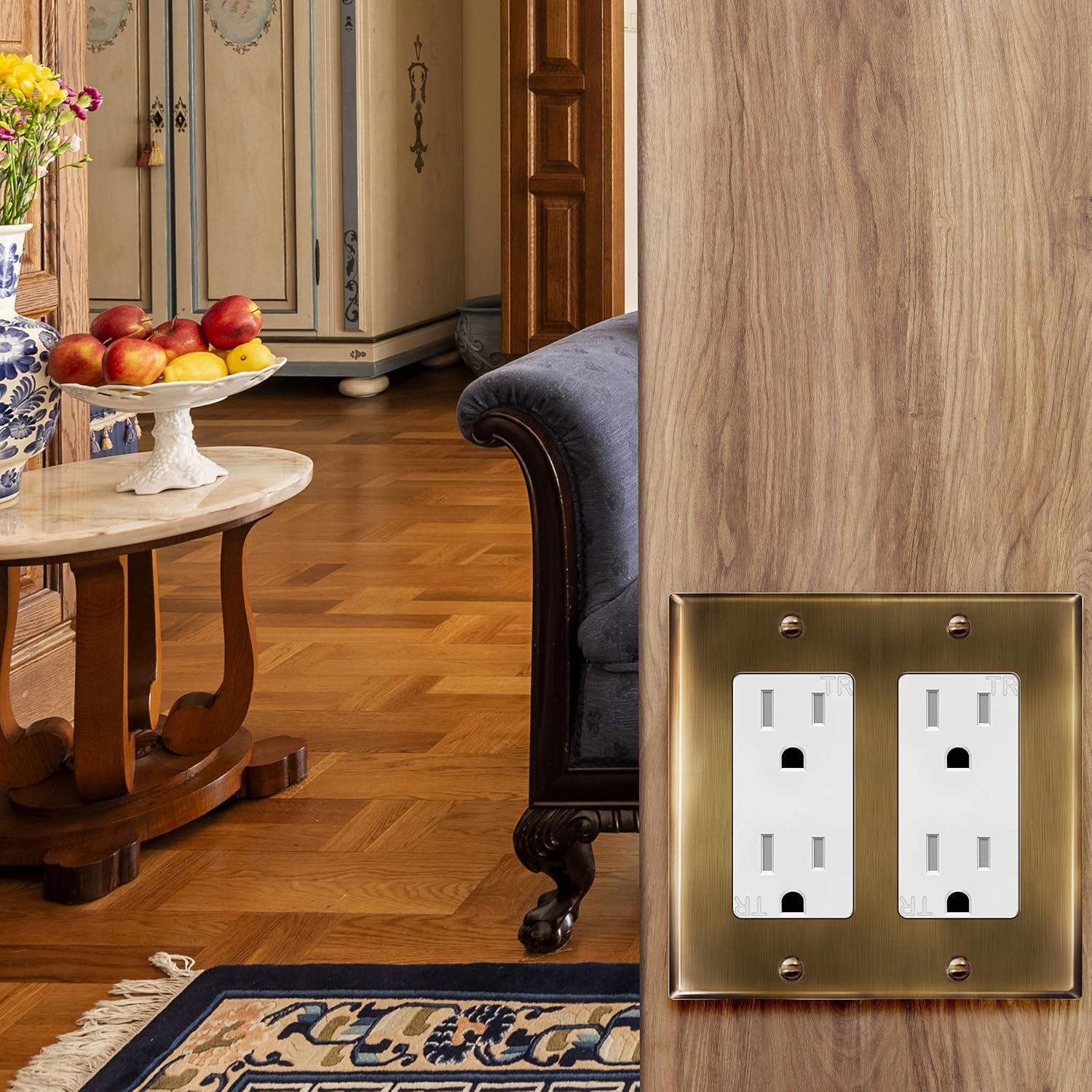 ENERLITES Double Decorator Switch or Receptacle Metal Cover Plate, Corrosion Resistant, Standard Size 2-Gang 4.50" x