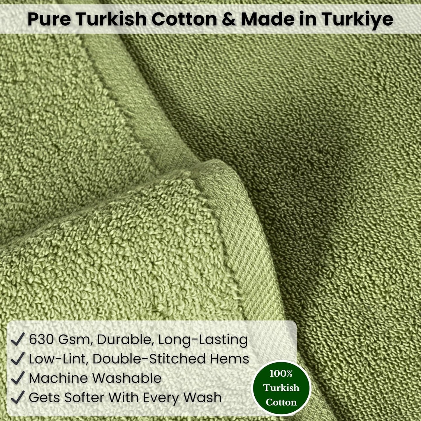SALBAKOS Luxury 100% Turkish Cotton Bath Sheet 40x80 in (1-Piece, Green) | Extra Large Jumbo Oversized Bathroom and