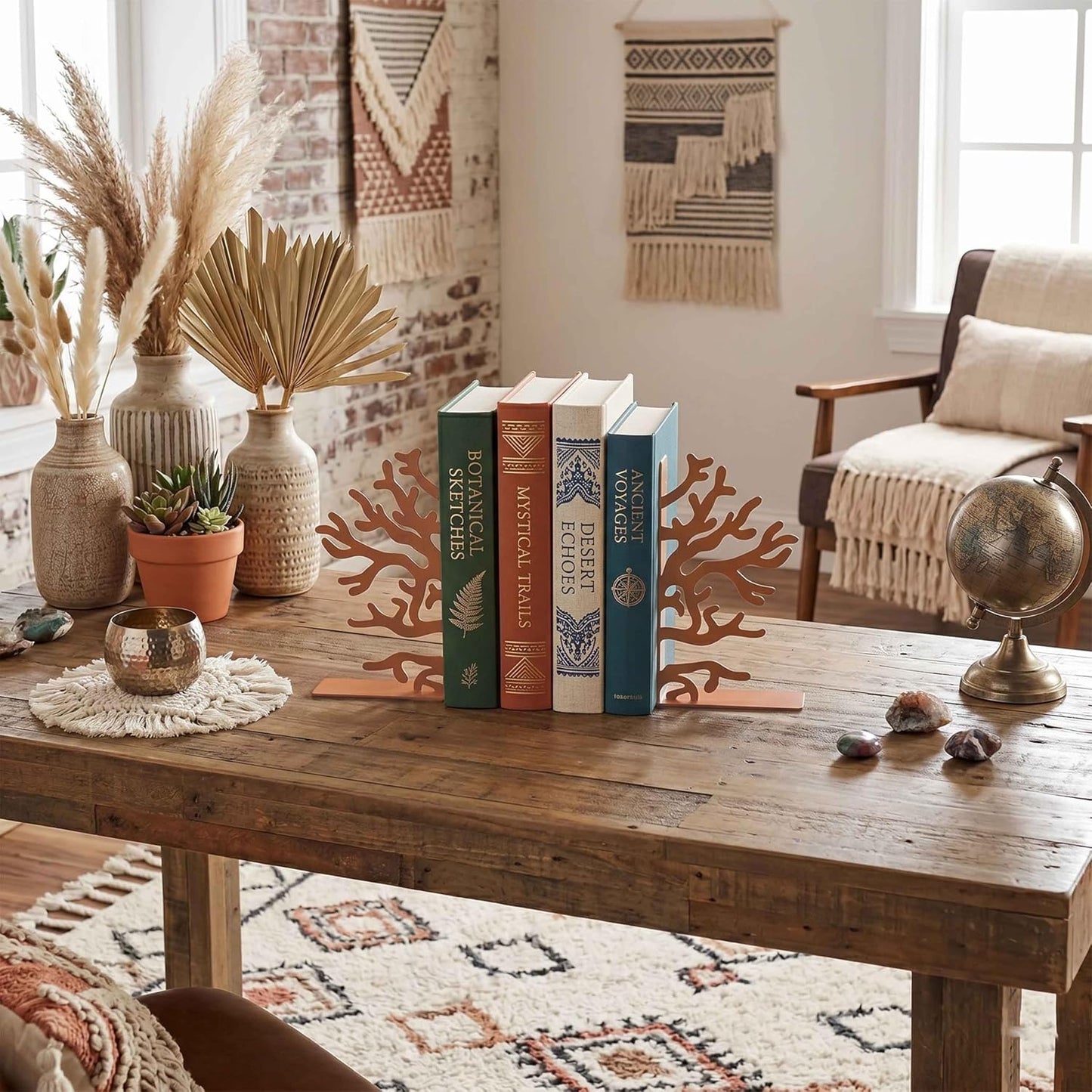 Metal Coral Reef Decorative Bookends / Brown