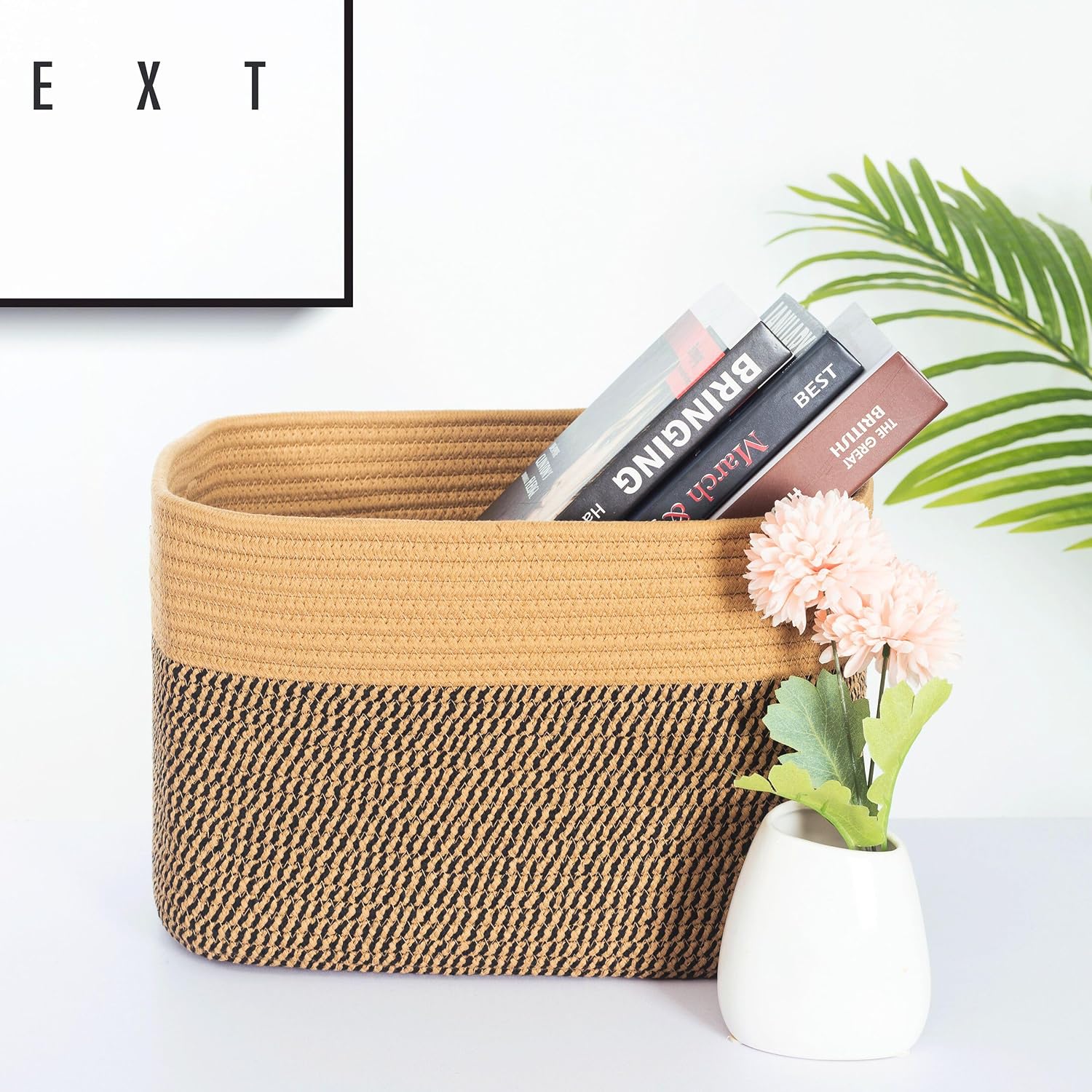 Woven Baskets for Storage / Brown / Black / Set of 3