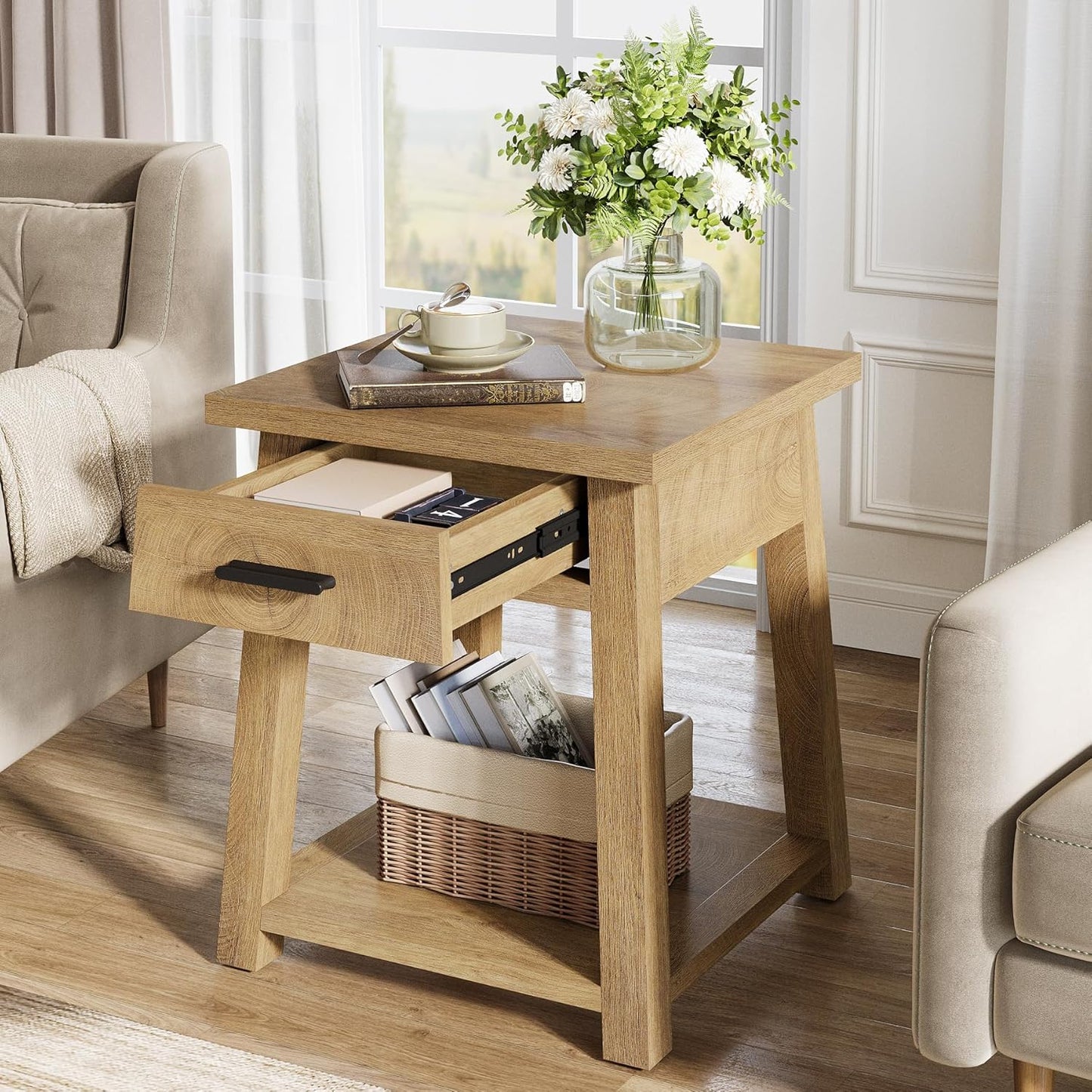 2 -Tier Wooden End Table