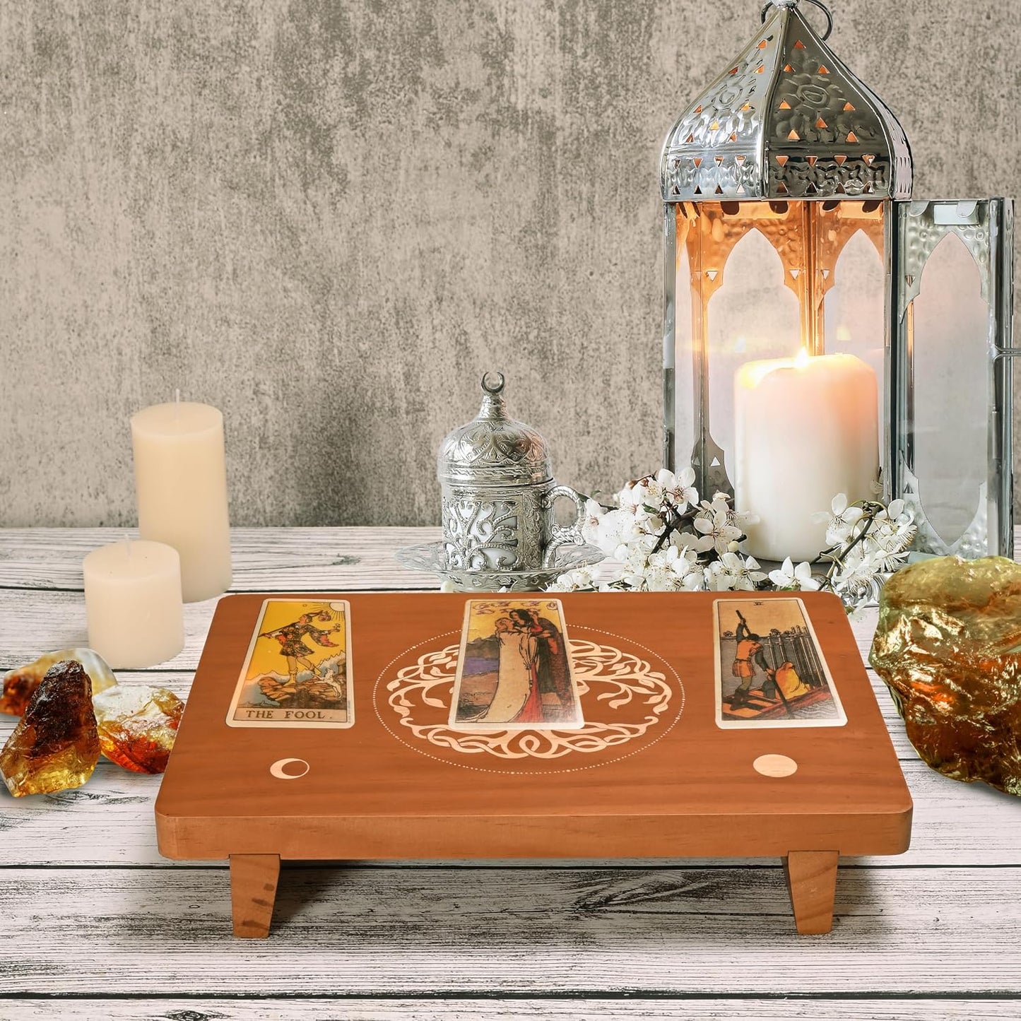 Decorative Riser Wood Tray / Art Deco