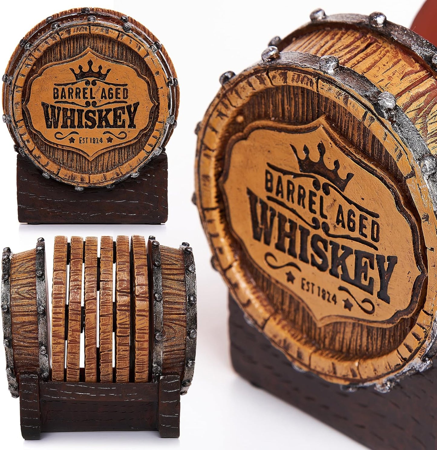 Whiskey Barrel Coaster Set / Whiskey Coasters