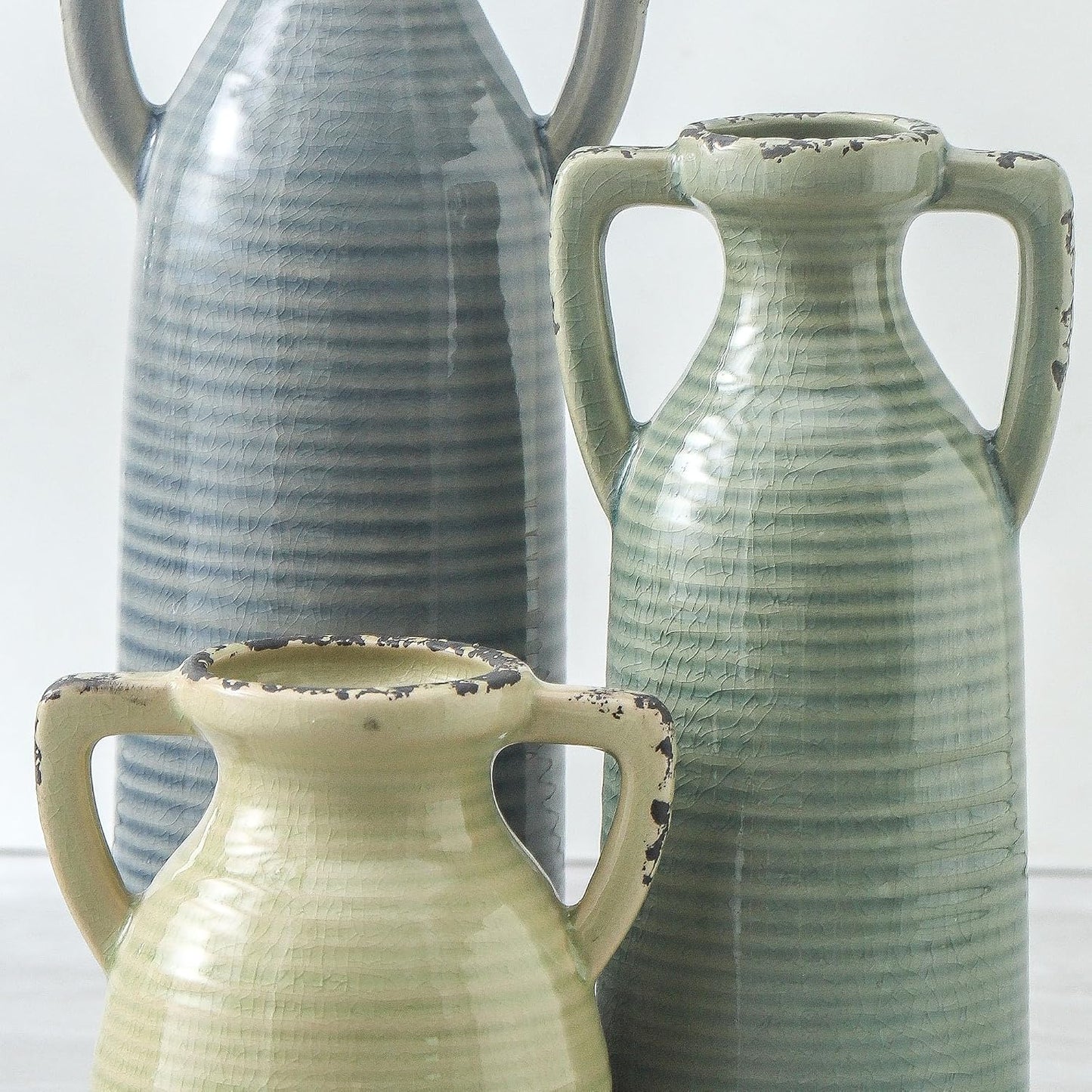 Ceramic Vases / Neutral Rustic Farmhouse Vase / 105-1 / Set of 3