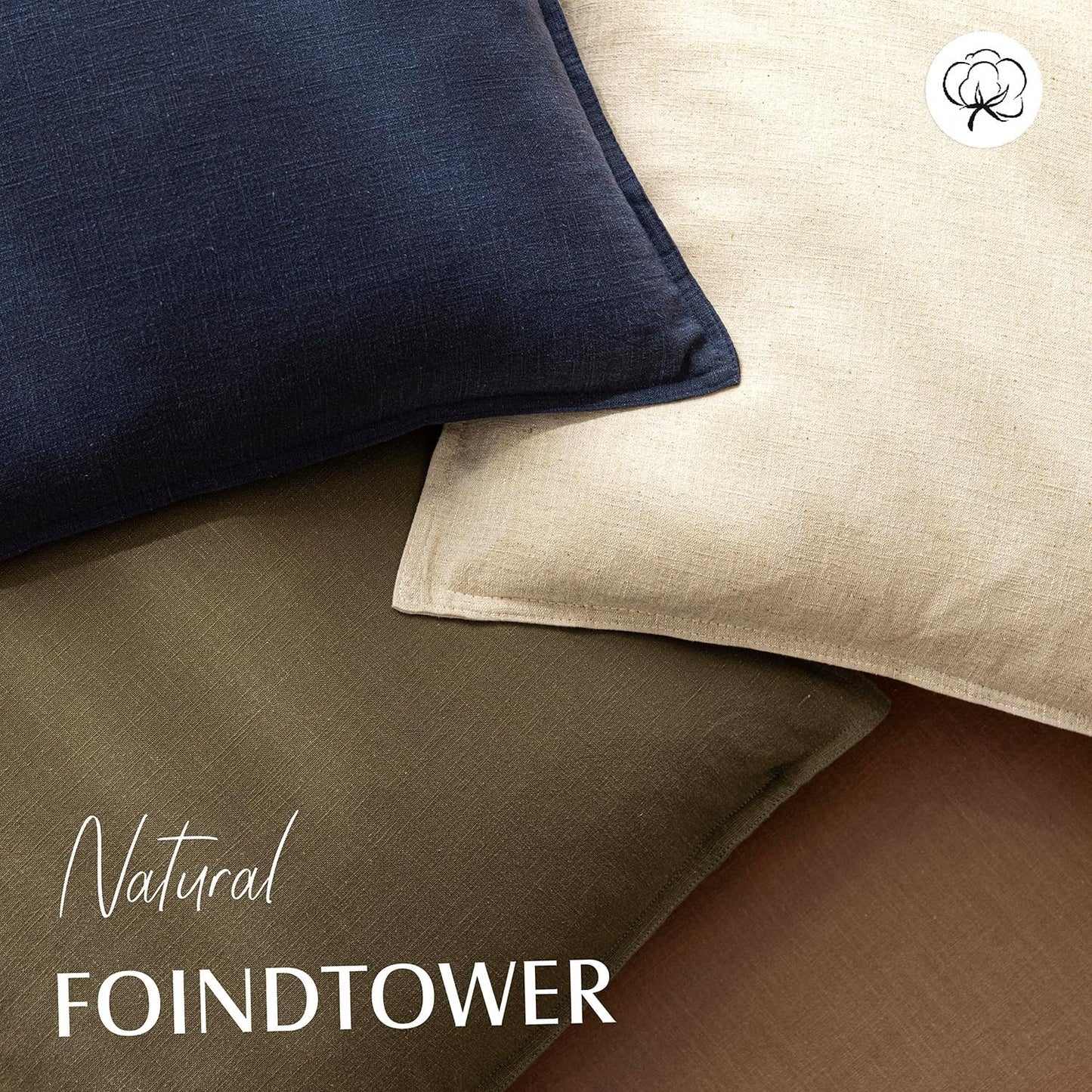 Decorative Linen Soild Throw Pillow Covers Soft Accent Cushion Case / 18 x 18 / Brick / Set of 2