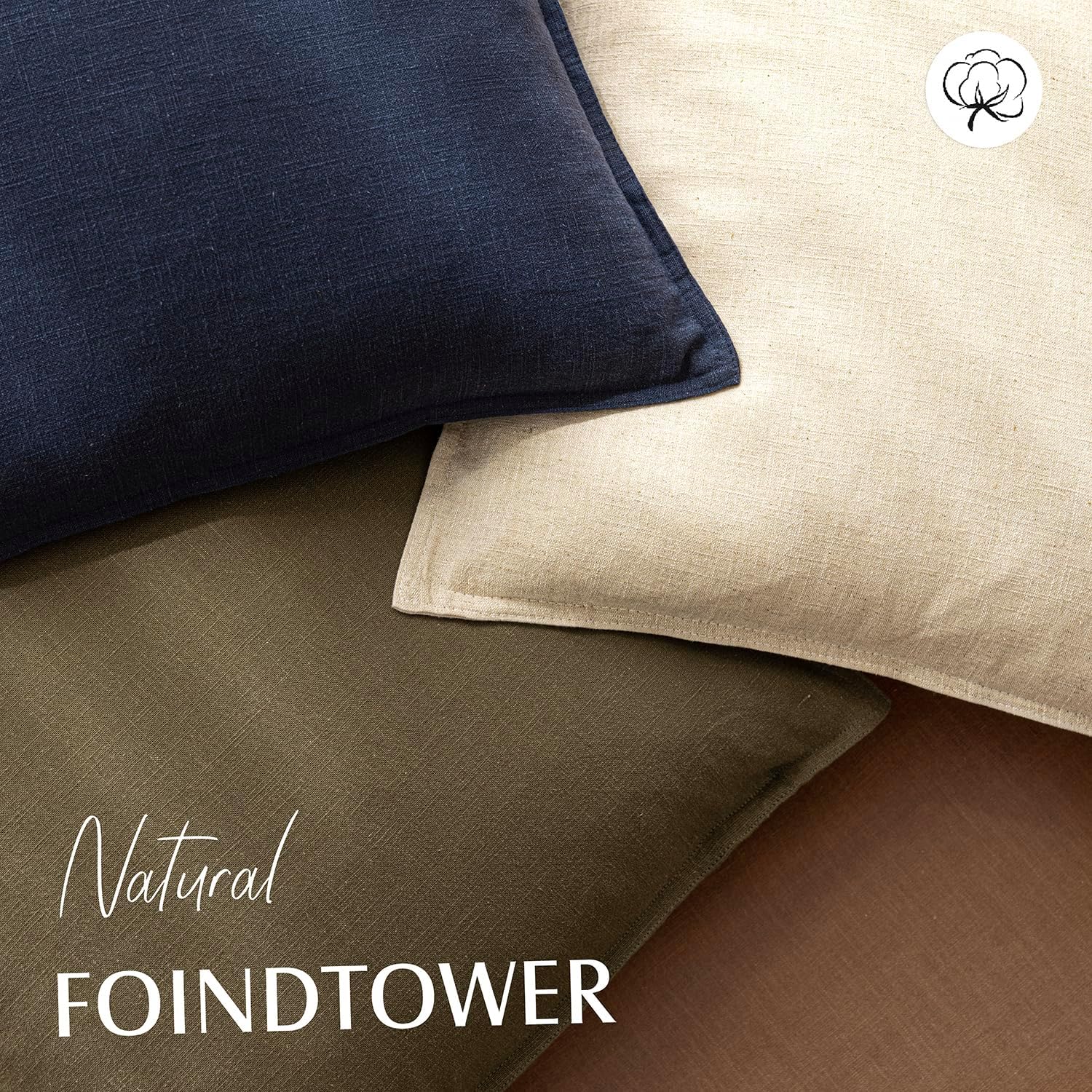 Decorative Linen Soild Throw Pillow Covers Soft Accent Cushion Case / 18 x 18 / Brick / Set of 2