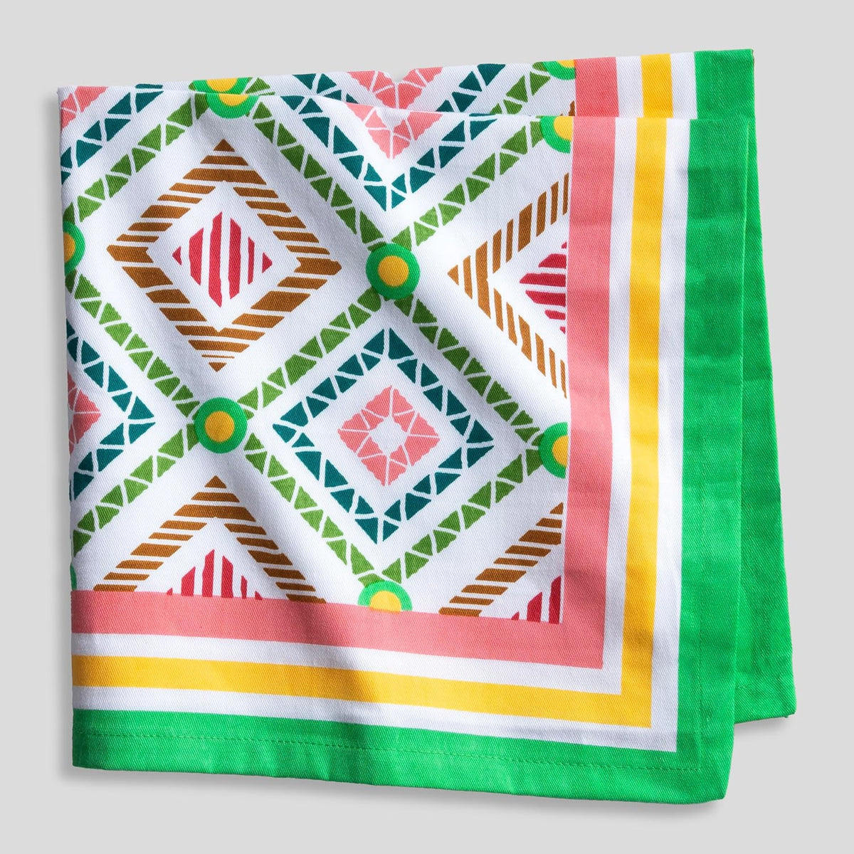 FINGERCRAFT Cloth Napkins Set of 12, 100% Cotton, 20x20 in, Diamond Mosaic | Mitered corner, washable, soft, absorbent