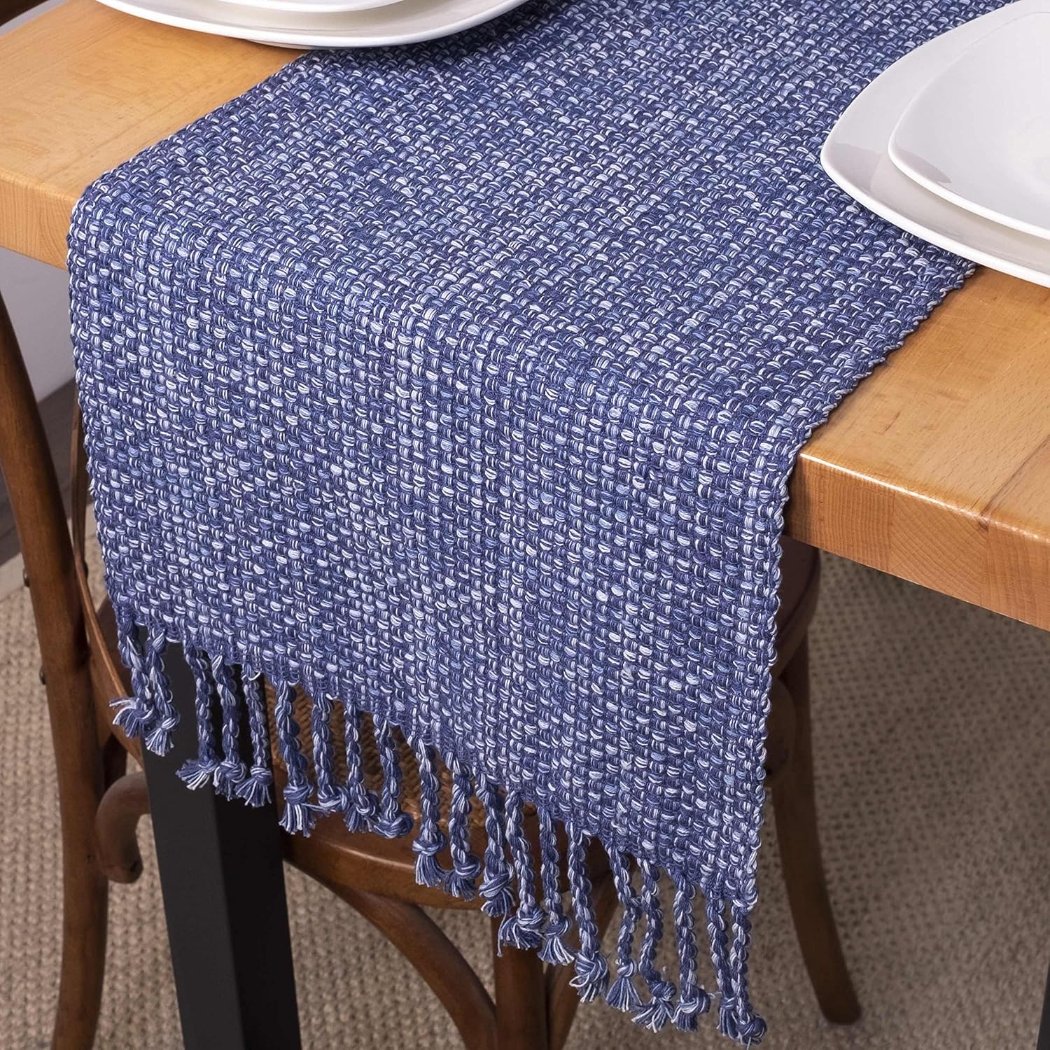 100% Cotton Table Runner for Dining Room Tables Rectangle Two Tone Woven Fabric 72" x 13" Soft Durable Table Runner