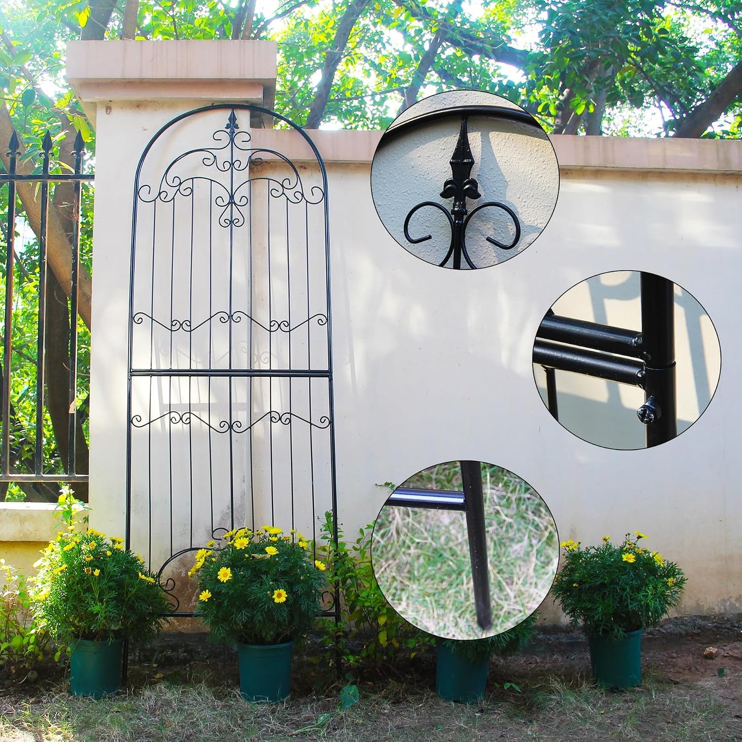 Garden Trellis for Climbing Plants 86.6" H x 29.5" W Tall Garden Trellis Wrought Iron Heavy Scroll Metal Decoration