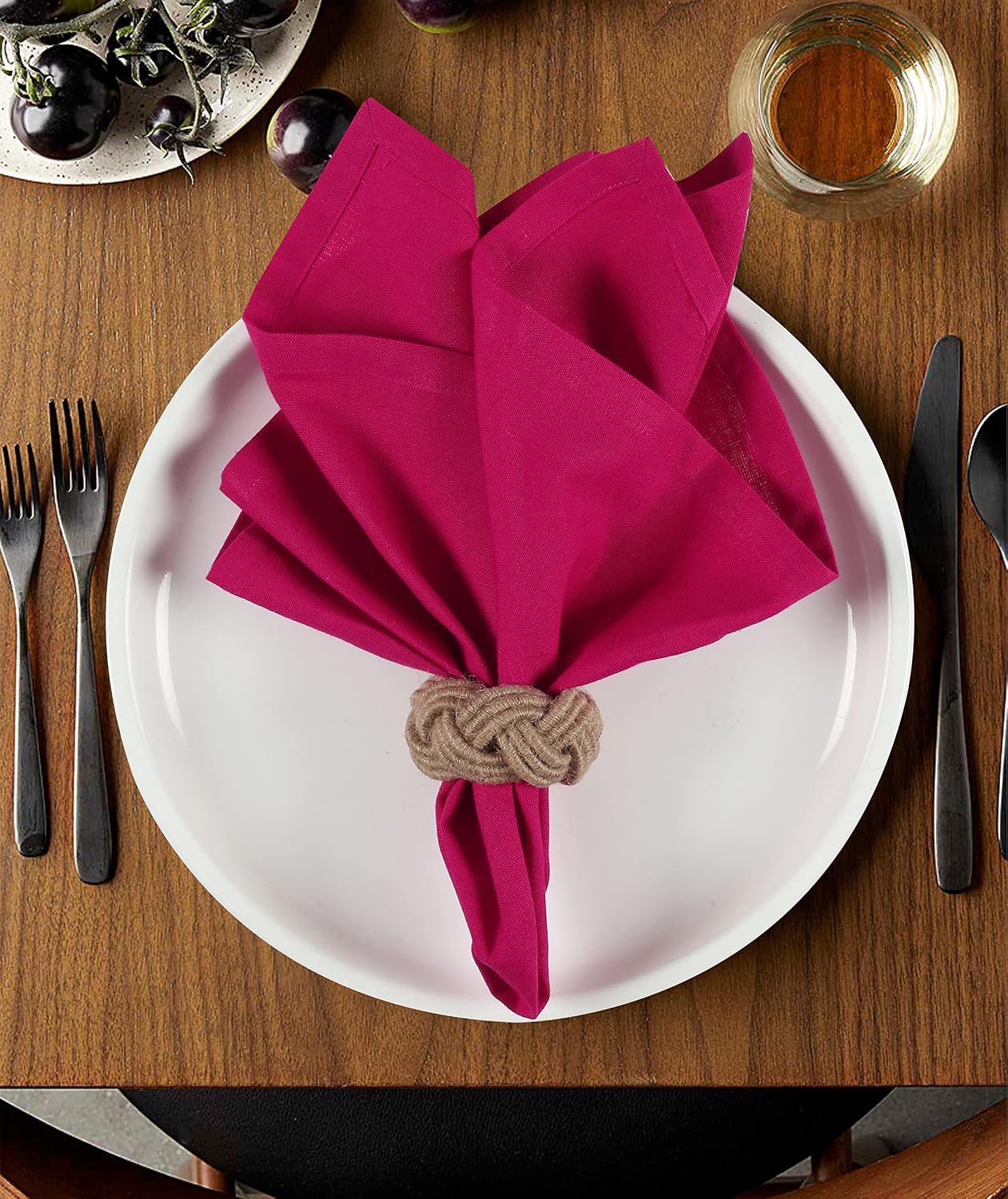 NATURALCRAFT Cloth Napkins Set of 12 Cotton Linen18x18 inch Fuchsia Pink | Washable Reusable Fabric Soft Durable