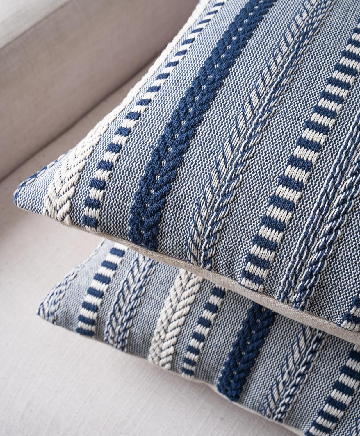 Boho Throw Pillow Covers / Navy Blue / 18 x 18 / Set of 2