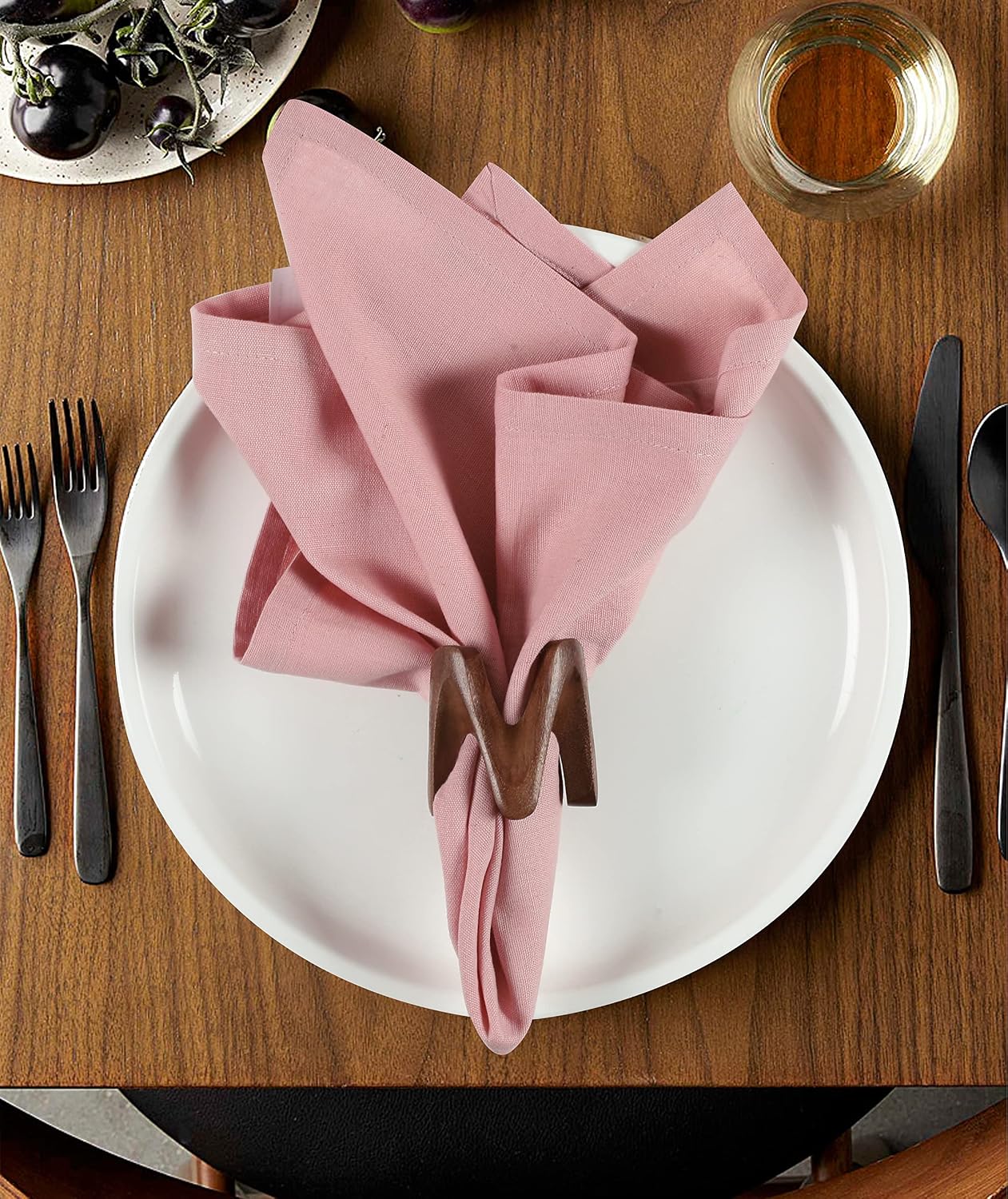 NATURALCRAFT Cloth Napkins Set of 12 Cotton Linen18x18 inch Blush Pink | Washable Reusable Fabric Soft Durable Quality
