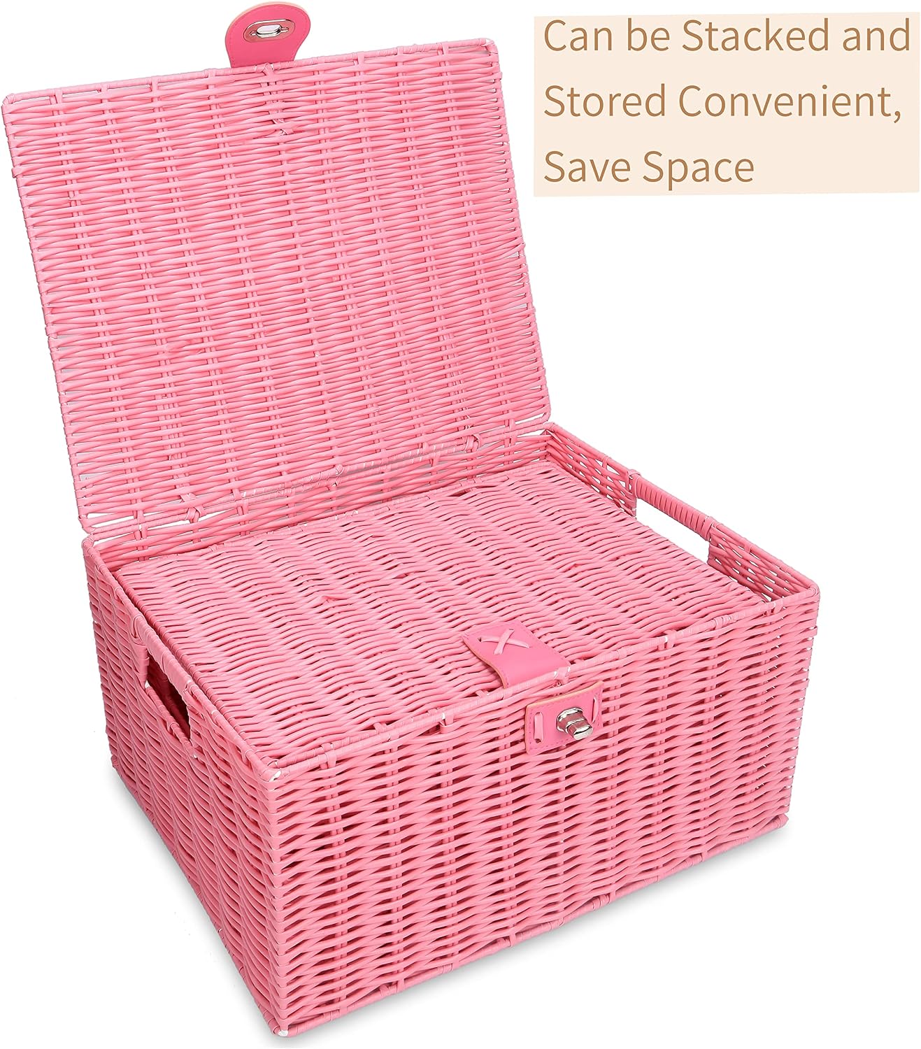 Woven Basket / Wicker Storage Baskets / Pink / Set of 3
