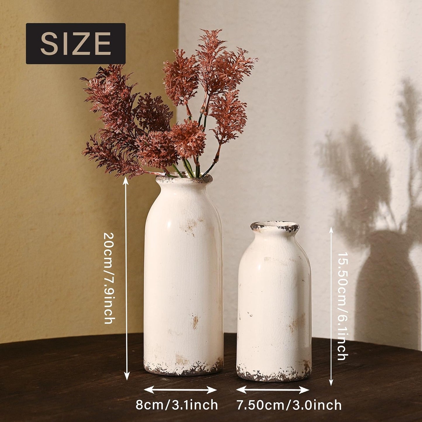 Ceramic Vases Home Decor / White / Set of 2