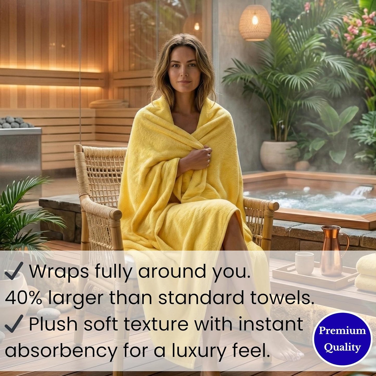 SALBAKOS Luxury 100% Turkish Cotton Bath Sheet 40x80 in (1-Piece, Yellow) | Extra Large Jumbo Oversized Bathroom and