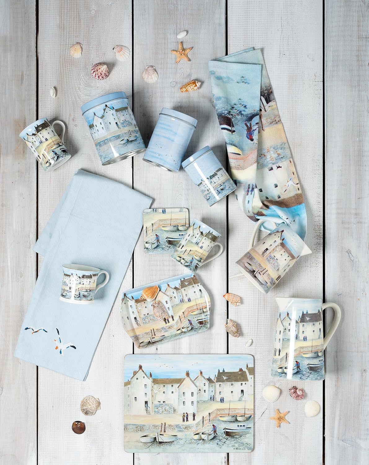 6-Piece Set of Cork Backed Coasters / 0.500 x 10.500 x 10.500 / Cm / Cornish Harbour