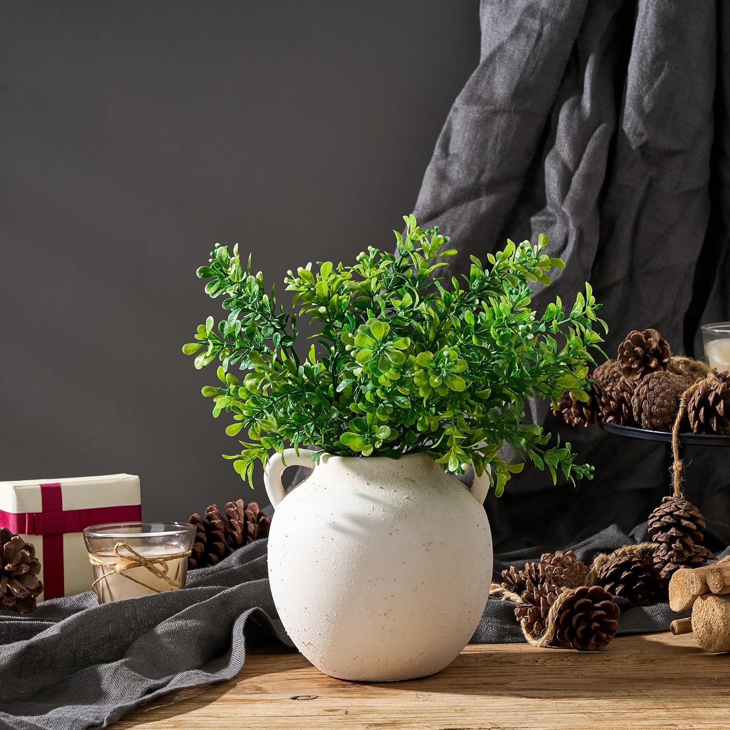 Rustic Vase / Ceramic Vase / Beige-5.8 / 5.8 Inch