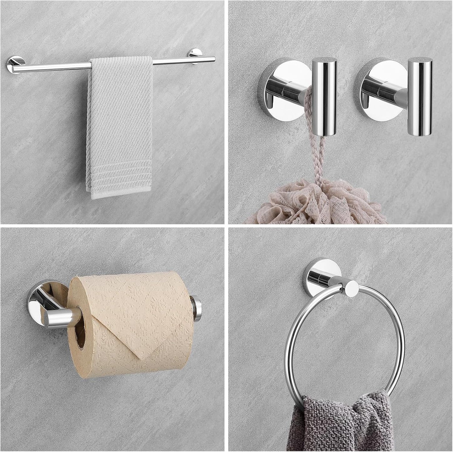 Chrome Bathroom Hardware Set,10 Pieces Towel Bar Towel Holder Set Includes Towel Bar, Toilet Paper Holder,Towel Ring