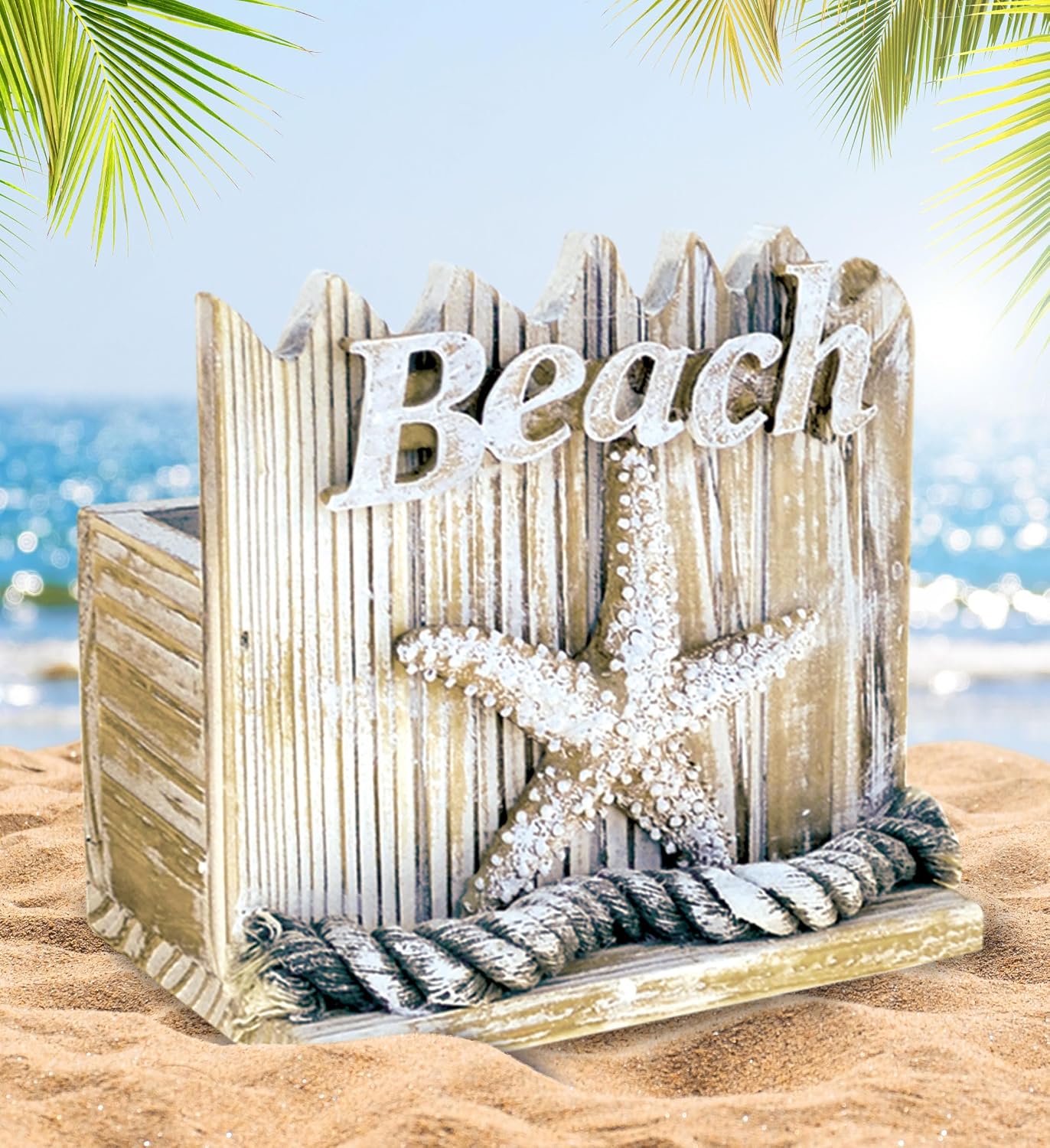Holder / Wooden "Baja Beach" Starfish Coaster / 4.6 Inch
