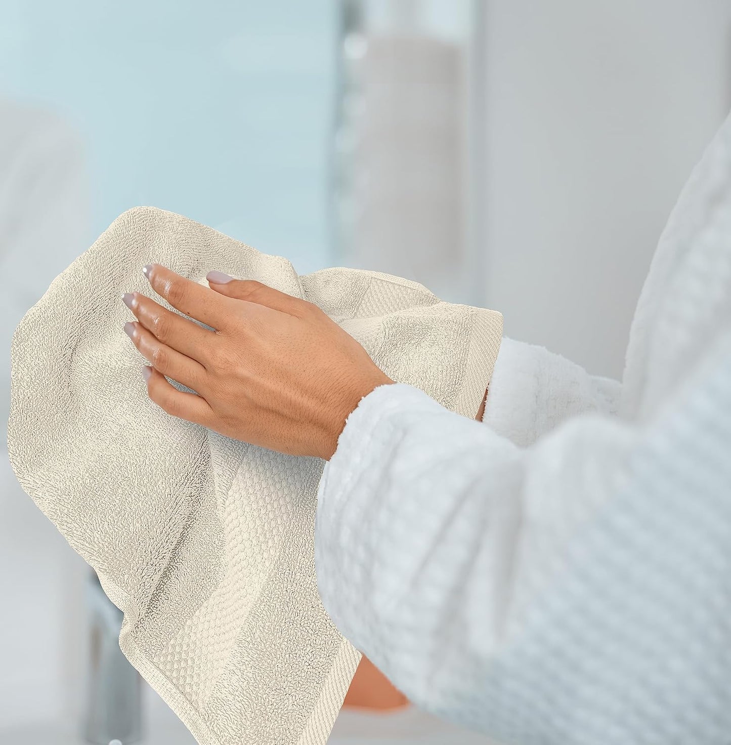 White Classic Luxury Ivory Hand Towels - Soft 100% Turkish Cotton | Highly Absorbent Hotel spa Bathroom Towel