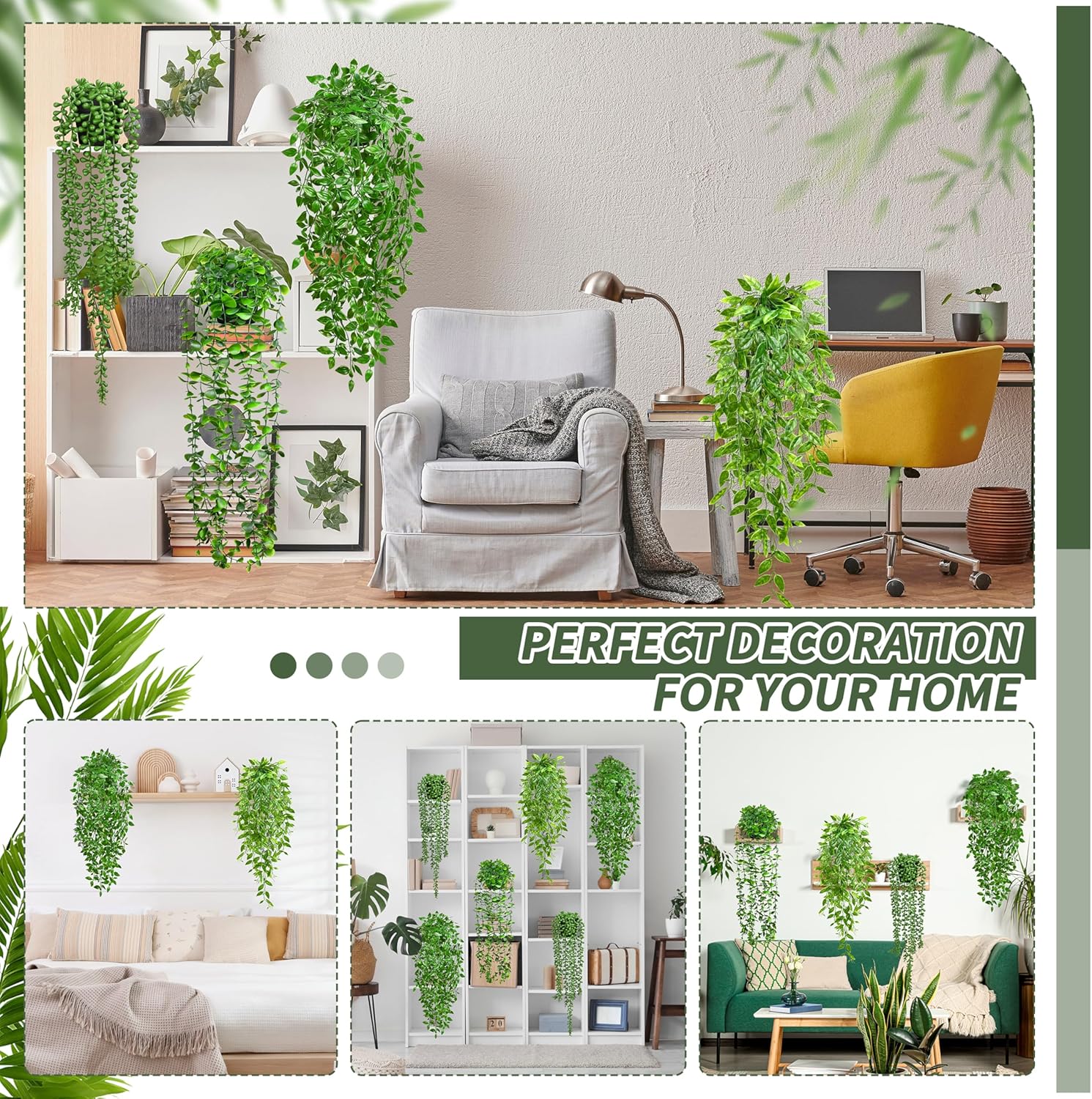 Faux Artificial Hanging Plants / Set of 4