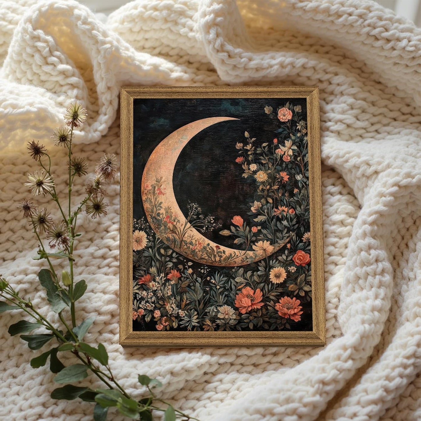 Wooden frame / UV-resistant ink / 16"L x 12"W / Moon / 12 x 16