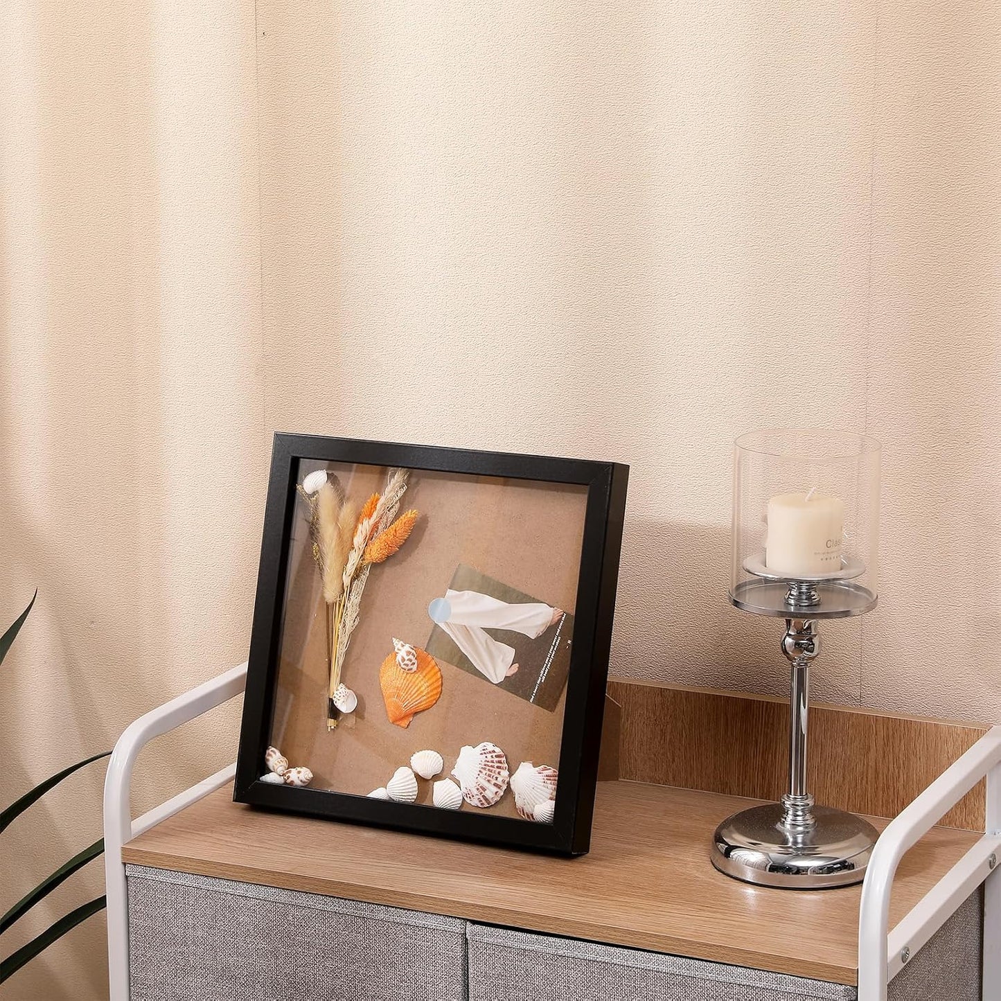 Muzilife 10x10 Shadow Box 3D Picture Frames, Wood, Real Glass, White,2 Pack | FSC-Certified MDF | With Stand | Tabletop